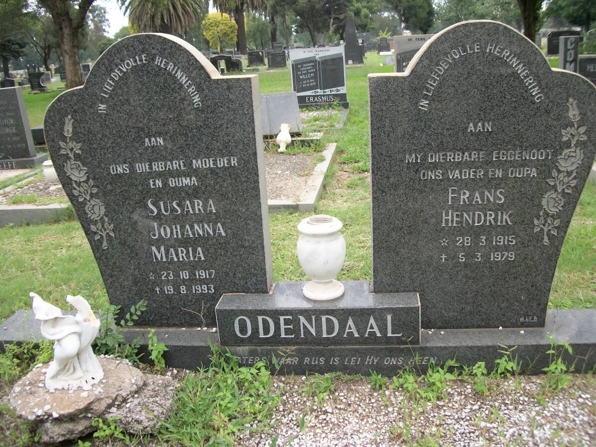 ODENDAAL Frans Hendrik 1915-1979 &amp; Susara Johanna Maria 1917-1993