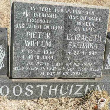 OOSTHUIZEN Pieter Willem 1936-1989 &amp; Elizabeth Fredrika 1942-