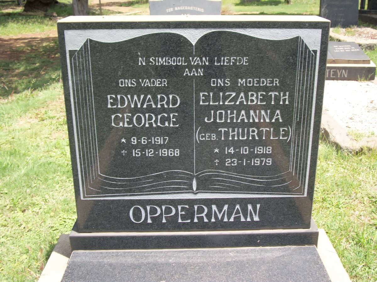 OPPERMAN Edward George 1917-1968 &amp; Elizabeth Johanna THURTLE 1918-1979