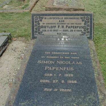 PAPENFUS Dietloff F.H. 1887-1945 :: PAPENFUS Simon Nicolaas 1925-1966