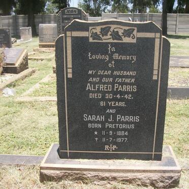 PARRIS Alfred -1942 &amp; Sarah J. PRETORIUS 1884-1977