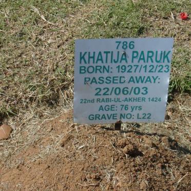 PARUK Khatija 1927-2003