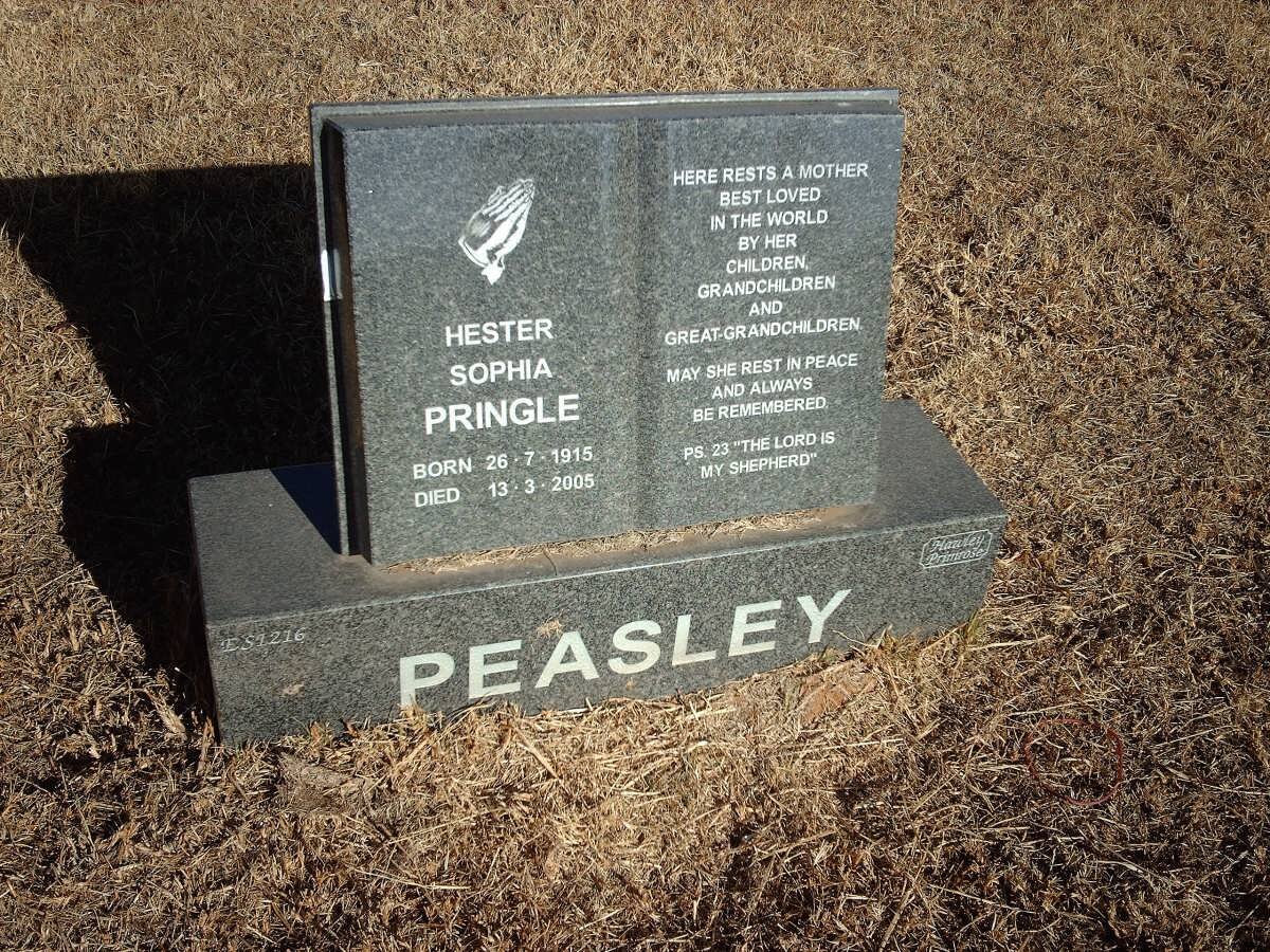 PEASLEY Hester Sophia PRINGLE 1915-2005