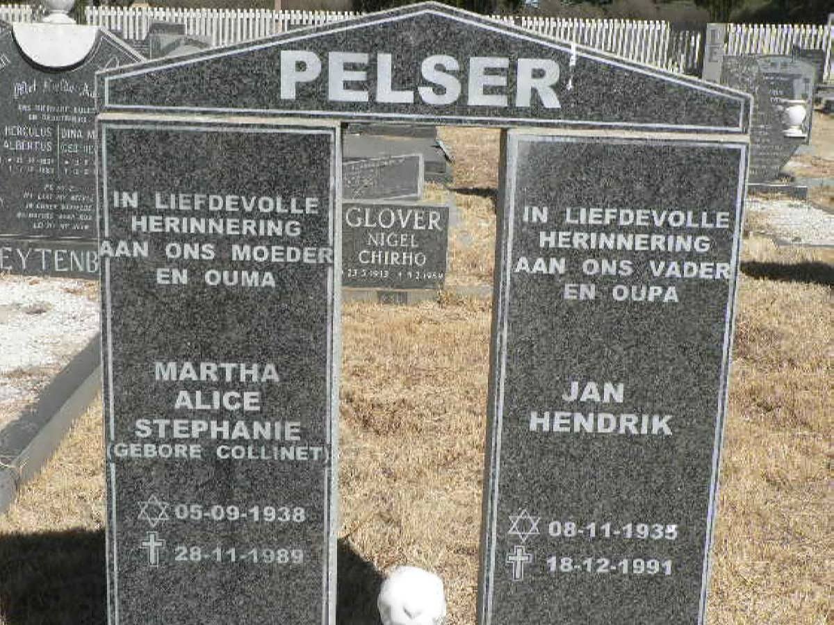 PELSER Jan Hendrik 1935-1991 &amp; Martha Alice Stephanie COLLINET 1938-1989