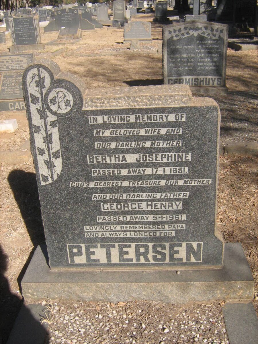 PETERSEN George Henry -1961 &amp; Bertha Josephine -1951