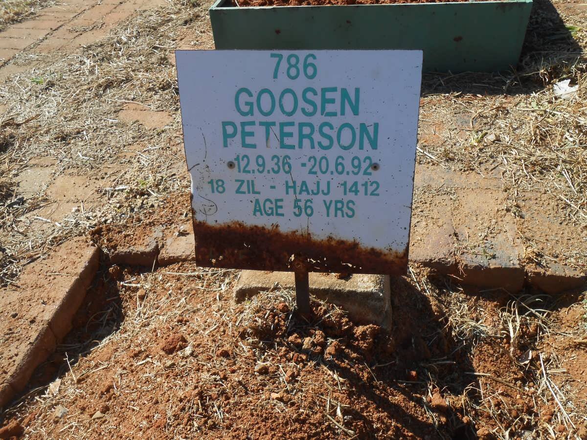 PETERSON Goosen 1936-1992