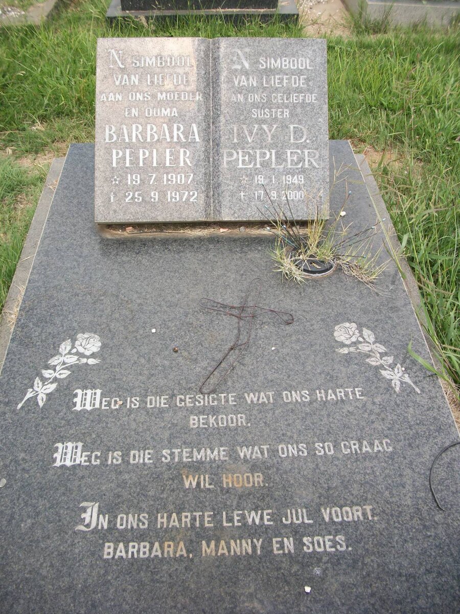 PEPLER Barbara 1907-1972 :: PEPLER Ivy D. 1949-2000