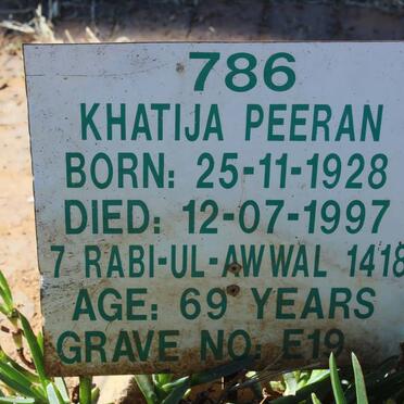 PEERAN Khatija 1928-1997