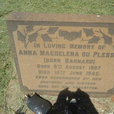 PLESSIS Anna Magdalena, du nee BARNARD 1907-1945