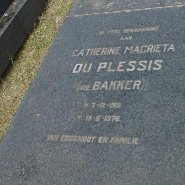 PLESSIS Catherina Magrieta, du nee BAKKER 1919-1976
