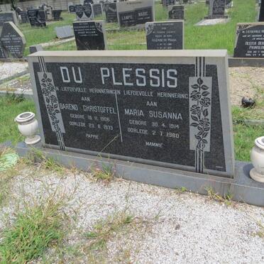 PLESSIS Barend Christoffel, du 1906-1973 &amp; Maria Susanna 1914-1980