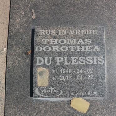 PLESSIS Thomas Dorothea, du 1948-2017