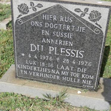 PLESSIS Annerein, du 1976-1976