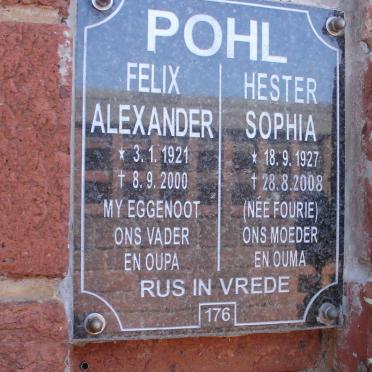 POHL Felix Alexander 1921-2000 &amp; Hester Sophia FOURIE 1927-2008