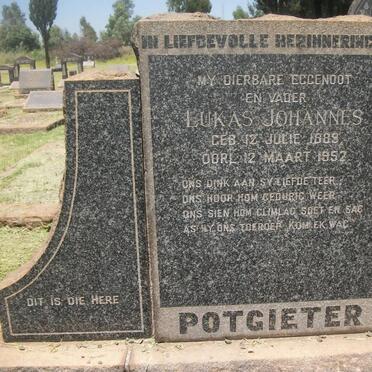 POTGIETER Lukas Johannes 1889-1952 &amp; Johanna Margaretha VAN DER WALT 1899-1975