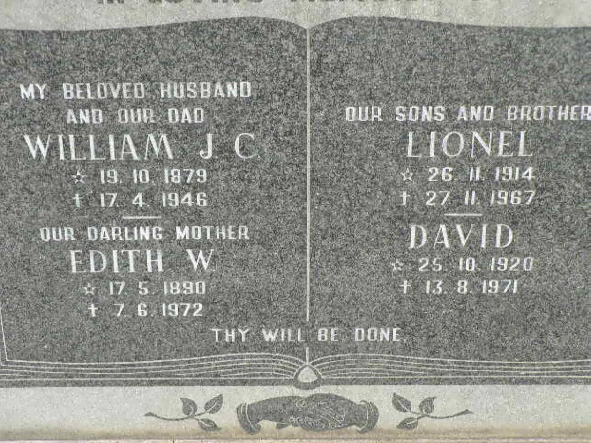 POULTON William J.C. 1879-1946 &amp; Edith W. 1890-1972 :: Lionel 1914-1967 :: David 1920-1971