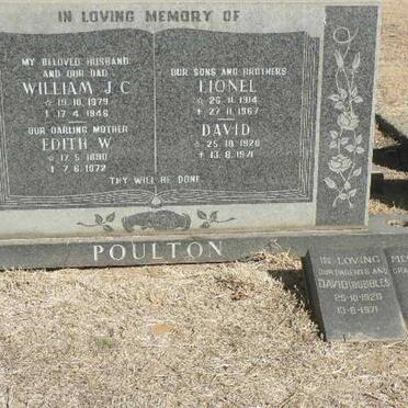POULTON William J.C. 1879-1946 &amp; Edith W. 1890-1972 :: Lionel 1914-1967 :: David 1920-1971 &amp; Sadie 1912-1973