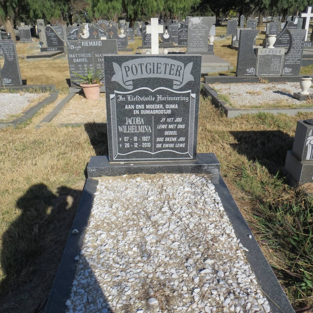 POTGIETER Jacoba Wilhelmina 1927-2010