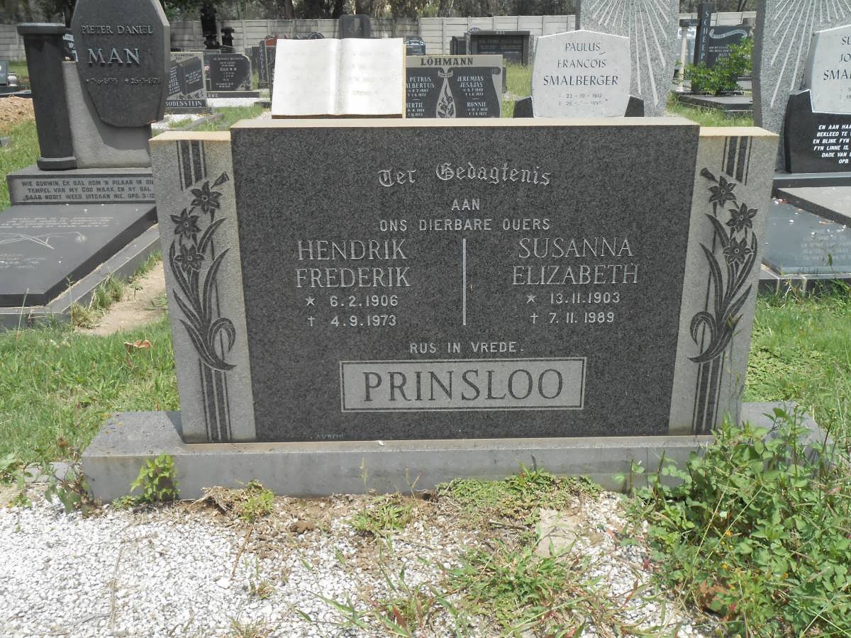 PRINSLOO Hendrik Frederik 1906-1973 &amp; Susanna Elizabeth 1903-1989