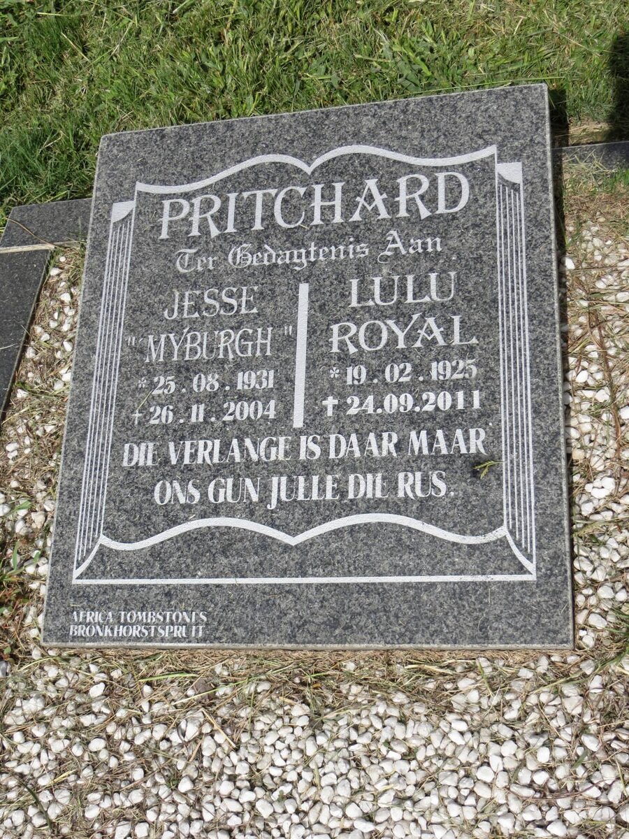 PRITCHARD Jesse 1931-2004 &amp; Lulu Royal 1925-2011