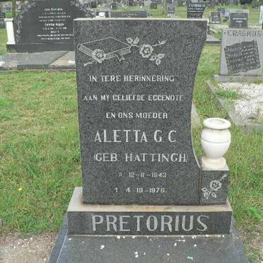 PRETORIUS Aletta G.C. nee HATTINGH 1943-1976
