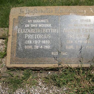 PRETORIUS Andries Petrus 1896-1963 &amp; Elizabeth 1893-1961