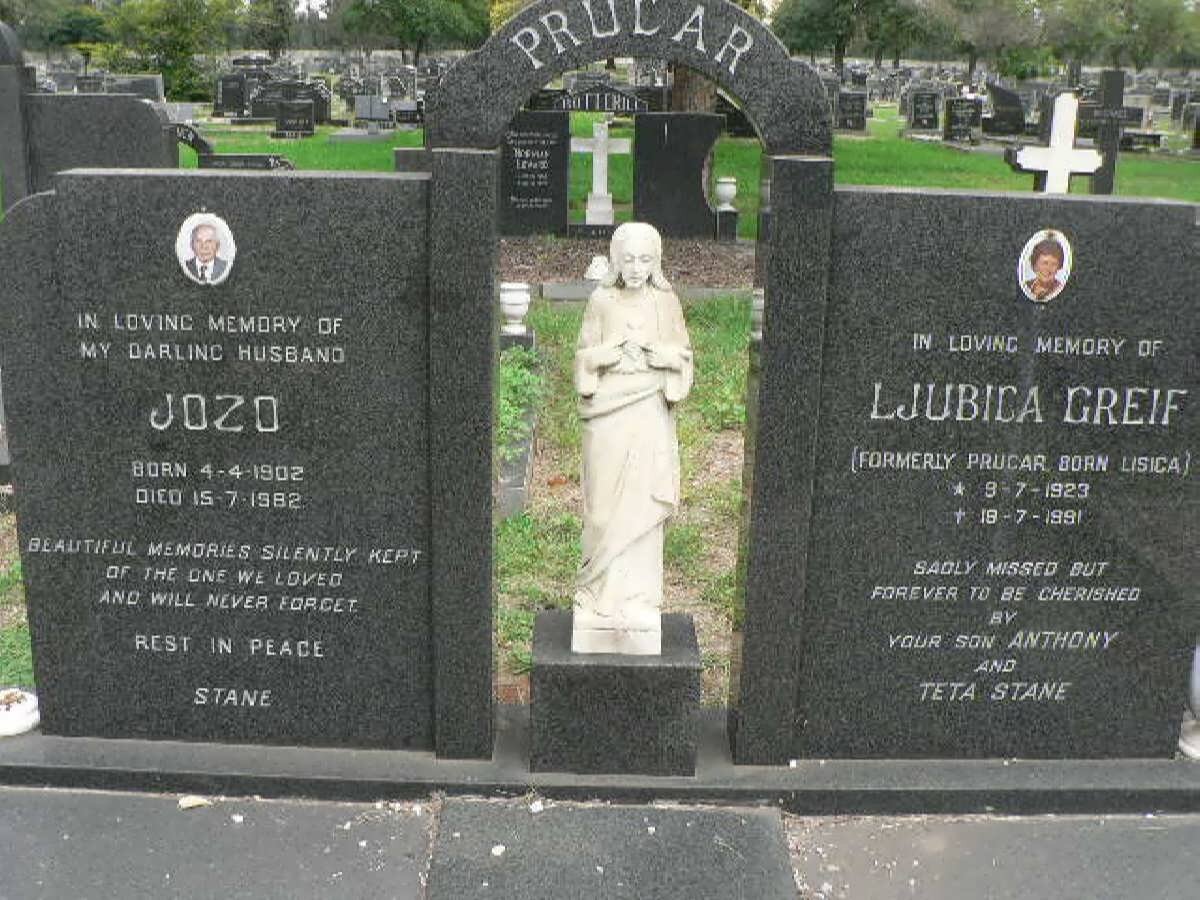 PRUCAR Jozo 1902-1982 :: GREIF Ljubica formerly PRUCAR nee LISICA 1923-1991