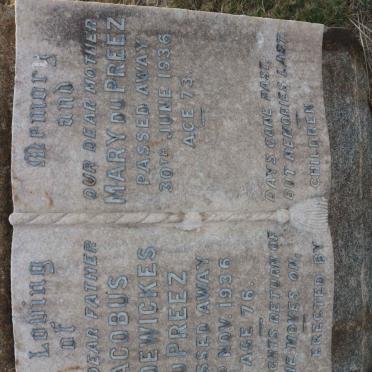 PREEZ Jacobus Lodewickes, du -1936 &amp; Mary -1936