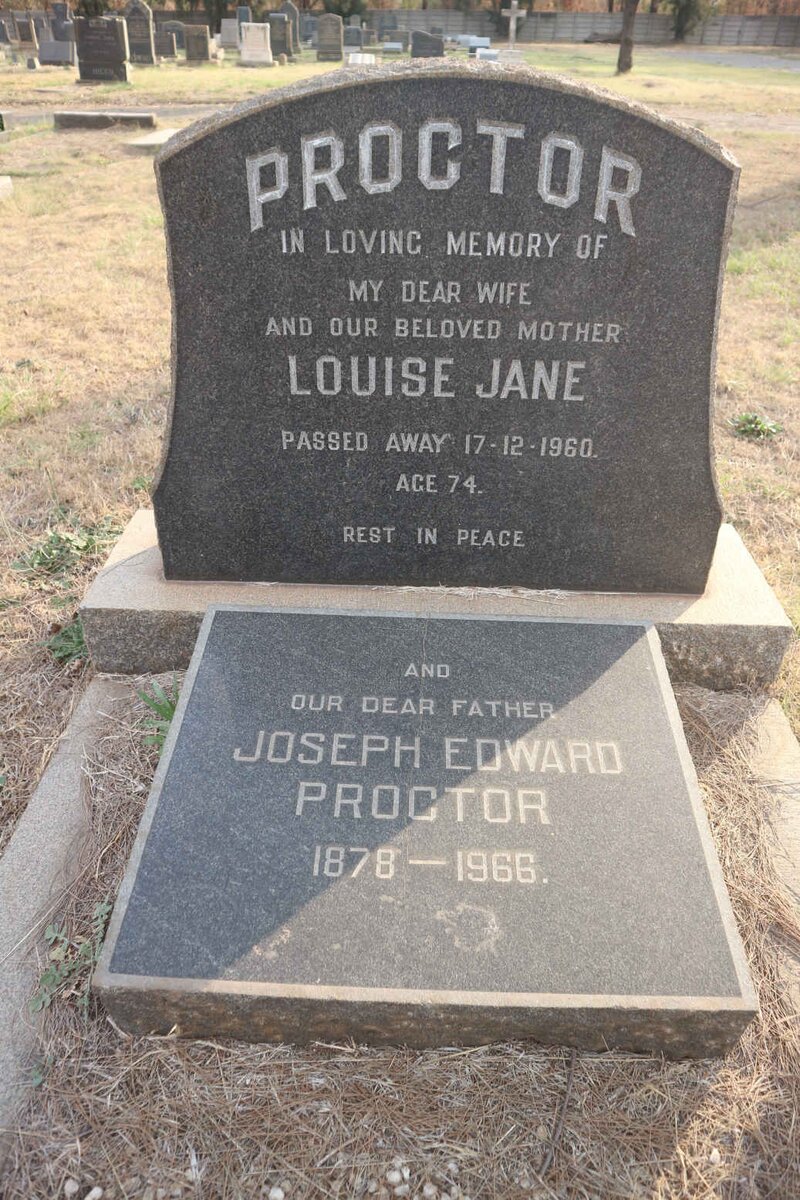 PROCTOR Joseph Edward 1878-1966 &amp; Louise Jane -1960