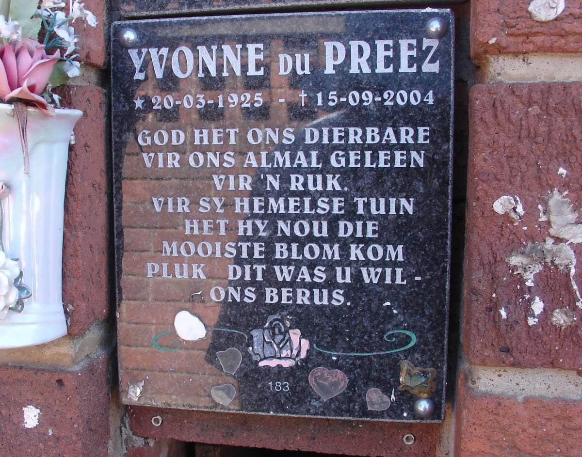 PREEZ Yvonne, du 1925-2004