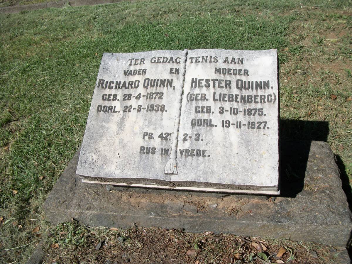 QUINN Richard 1872-1938 &amp; Hester LIEBENBERG 1875-1927