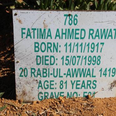 RAWAT Fatima Ahmed 1917-1998