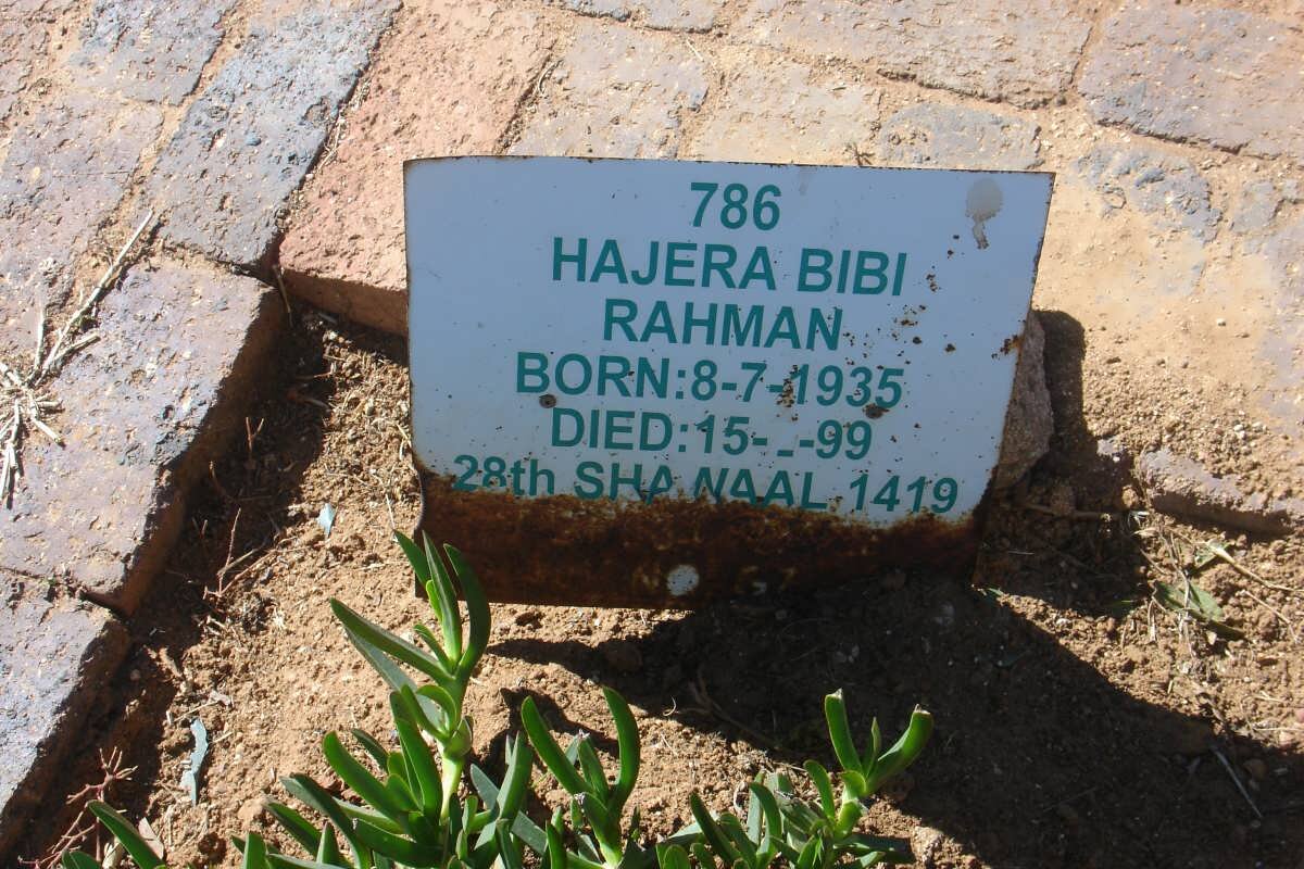 RAHMAN Hajera Bibi 1935-1999