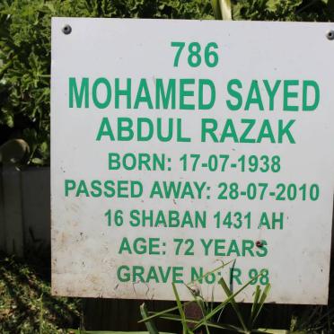 RAZAK Mohamed Sayed Abdul 1938-2010