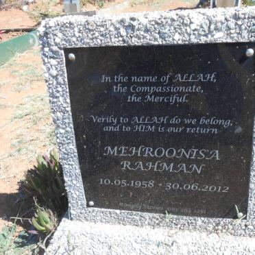 RAHMAN Mehroonisa 1958-2012