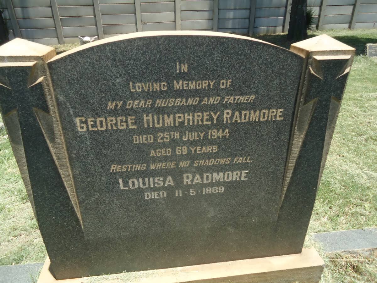 RADMORE George Humphrey -1944 &amp; Louisa 1969