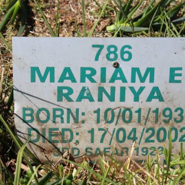 RANIYA Mariam E. 1930-2002