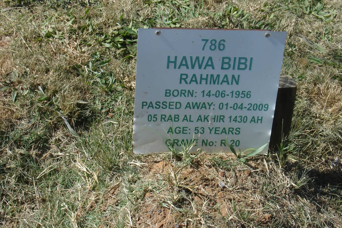 RAHMAN Hawa Bibi 1956-2009