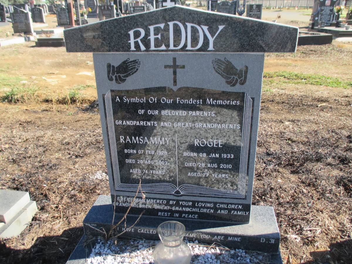 REDDY Ramsammy 1928-2002 &amp; Rogee 1933-2010