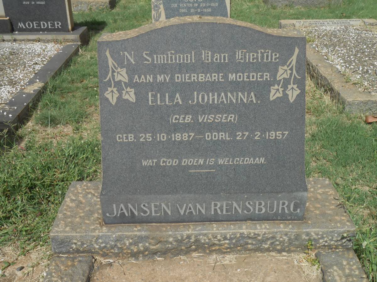 RENSBURG Ella Johanna, Jansen van nee VISSER 1887-1957