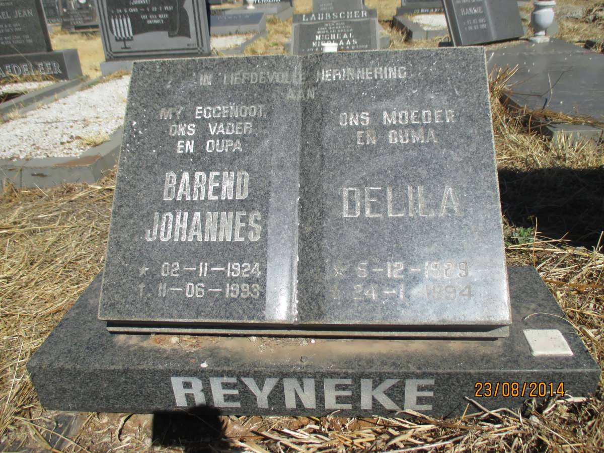 REYNEKE Barend Johannes 1924-1993 &amp; Delila 1929-1994