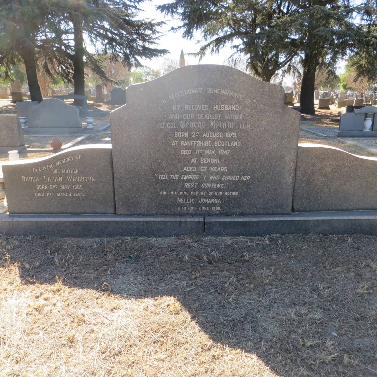 RENNIE George 1879-1947 &amp; Nellie Johanna -1950 :: WRIGHTON Rhoda Lilian 1909-1963