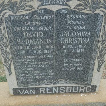 RENSBURG David Hermanus, van 1905-1957 &amp; Jacomina Christina 1912-1991