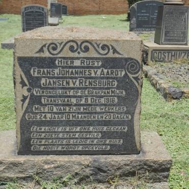 RENSBURG Frans Johannes van Aardt, Jansen van -1916