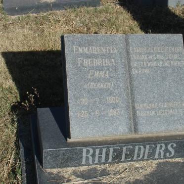 RHEEDERS Emmarentia Fredrika Emma nee Bekker 1900-1983