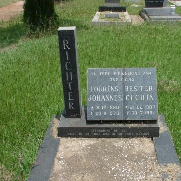 RICHTER Lourens Johannes 1920-1973 &amp; Hester Cecilia 1907-1981