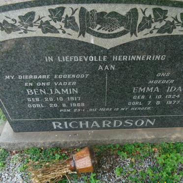 RICHARDSON Benjamin 1917-1968 &amp; Emma Ida 1924-1977