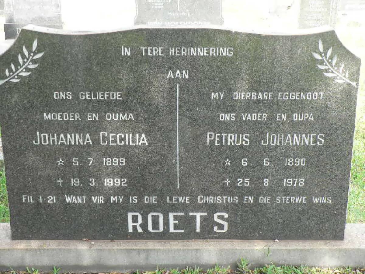 ROETS Petrus Johannes 1890-1978 &amp; Johanna Cecilia 1899-1992