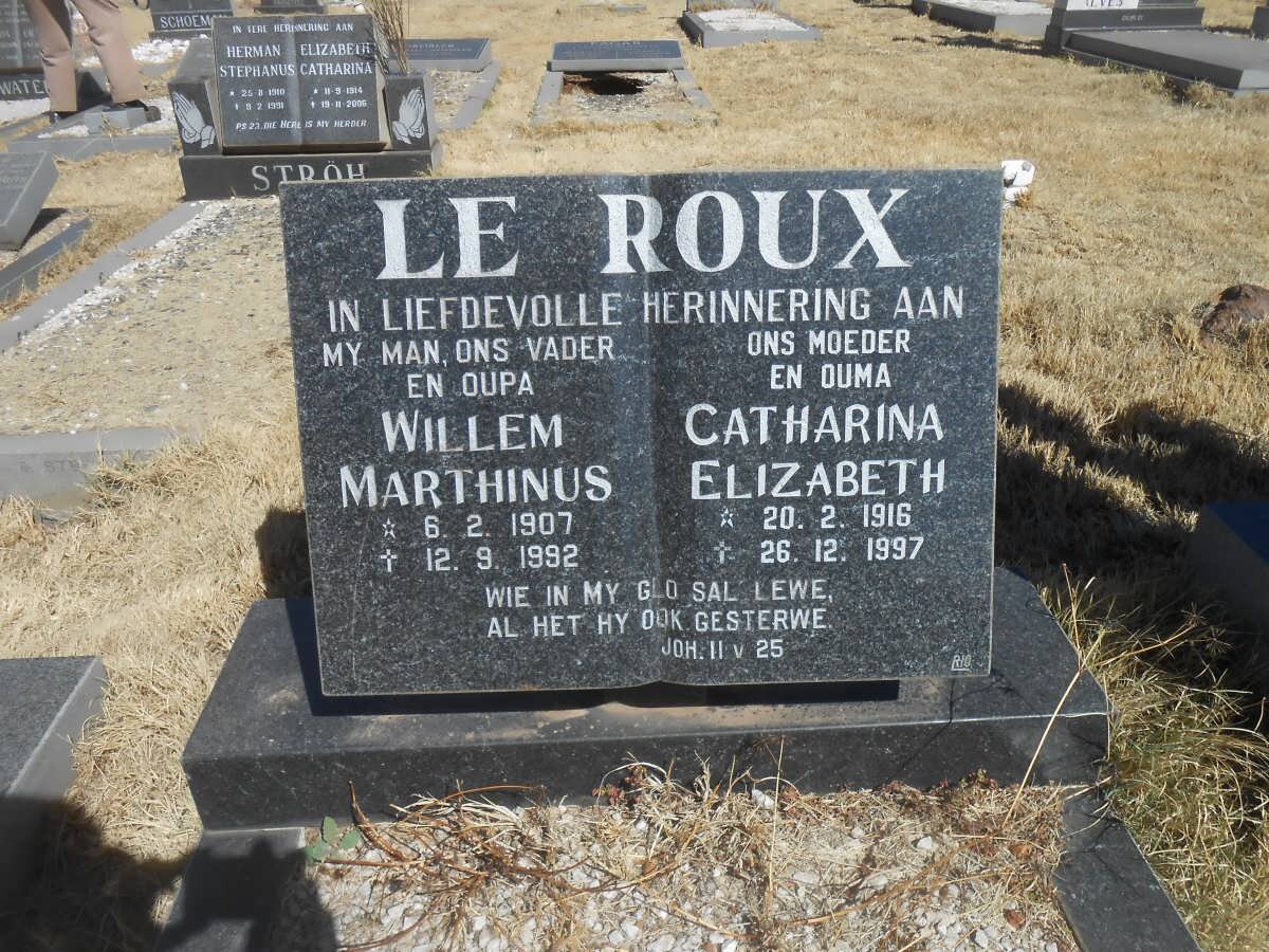 ROUX Willem Marthinus, le 1907-1992 &amp; Catharina Elizabeth 1916-1997