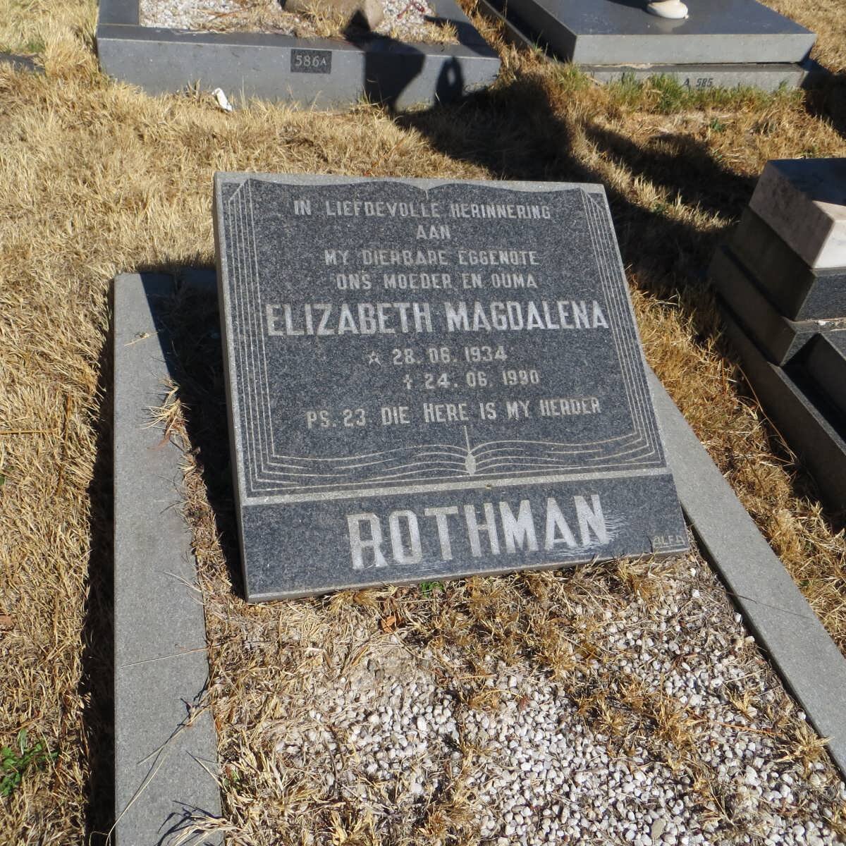 ROTHMAN Elizabeth Magdalena 1934-1990